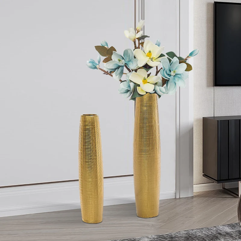 

Living Room Floor Stand Flower Pot Design Luxury Minimalist Gold Ceramic Bottle Plant Aesthetic Bedroom Vasos Decoration OA50HP