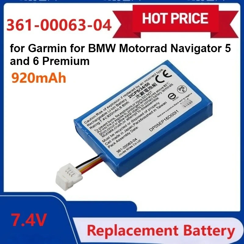 

361-00063-00 361-00063-04 Replacement Battery for Garmin for BMW Motorrad Navigator 5 and 6 Premium Rechargable Batteries 920mAh