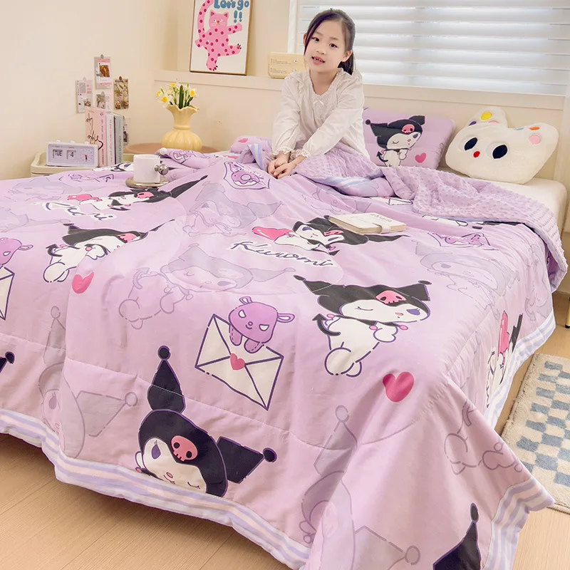 Sanrio Kuromi Jade Guigou Katie Cat Cute Cartoon Series Pink All Cotton Summer Cool Quilt Summer Cool Nap Cover The Best Gift