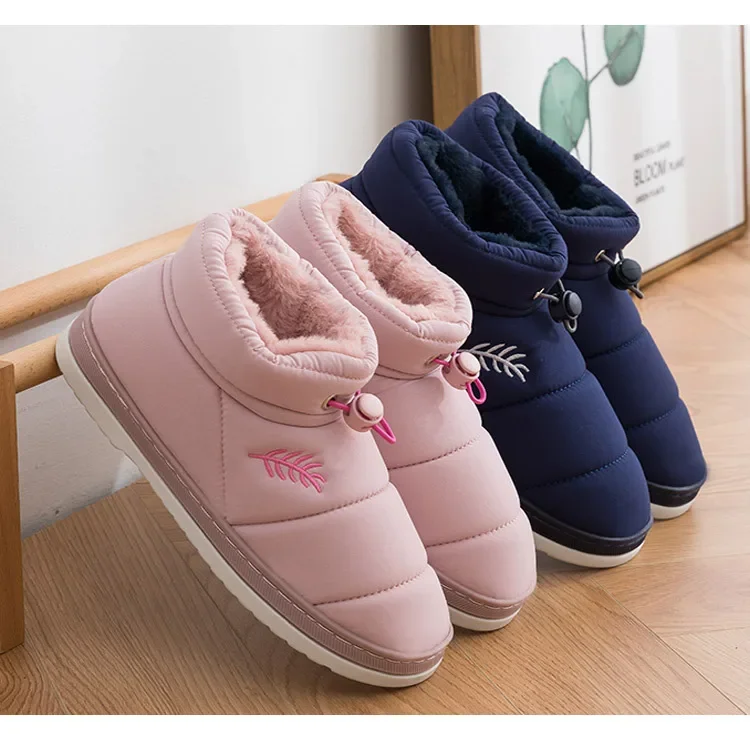 Women\'s Winter Boots Cotton Slippers Female snow boot  Waterproof Down Cloth Autumn High-top Plus Velvet Keep Warm Woman Shoes