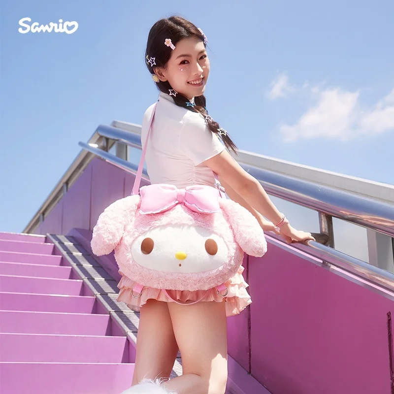 Sanrio Official Genuine Product Hellokitty Melody Big Face Bag Hand Held Single Shoulder Versatile Kawaii Backpack Birthday Gift