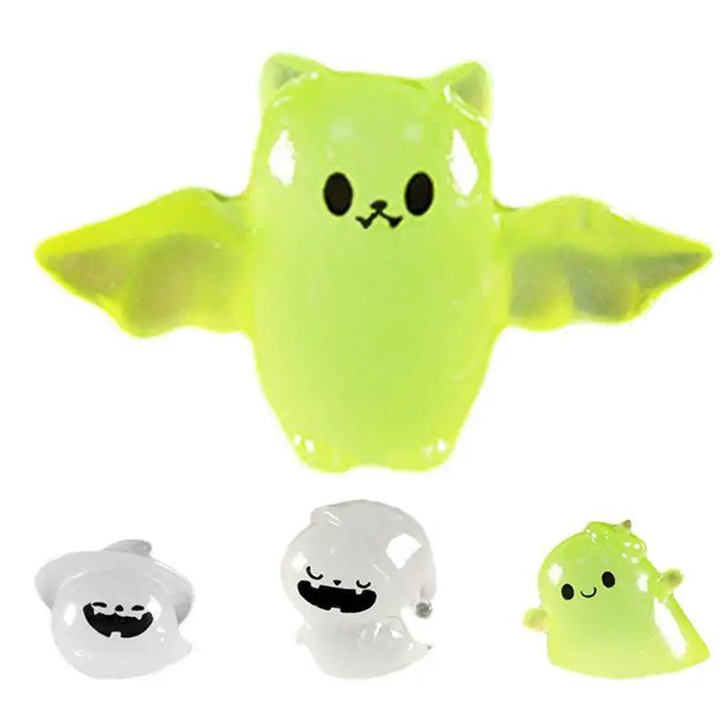 Tiny Pumpkin Decor Lighted Devil Resin Figurines Small Halloween Cute Pumpkin Desktop Decoration For Children Bedside Table