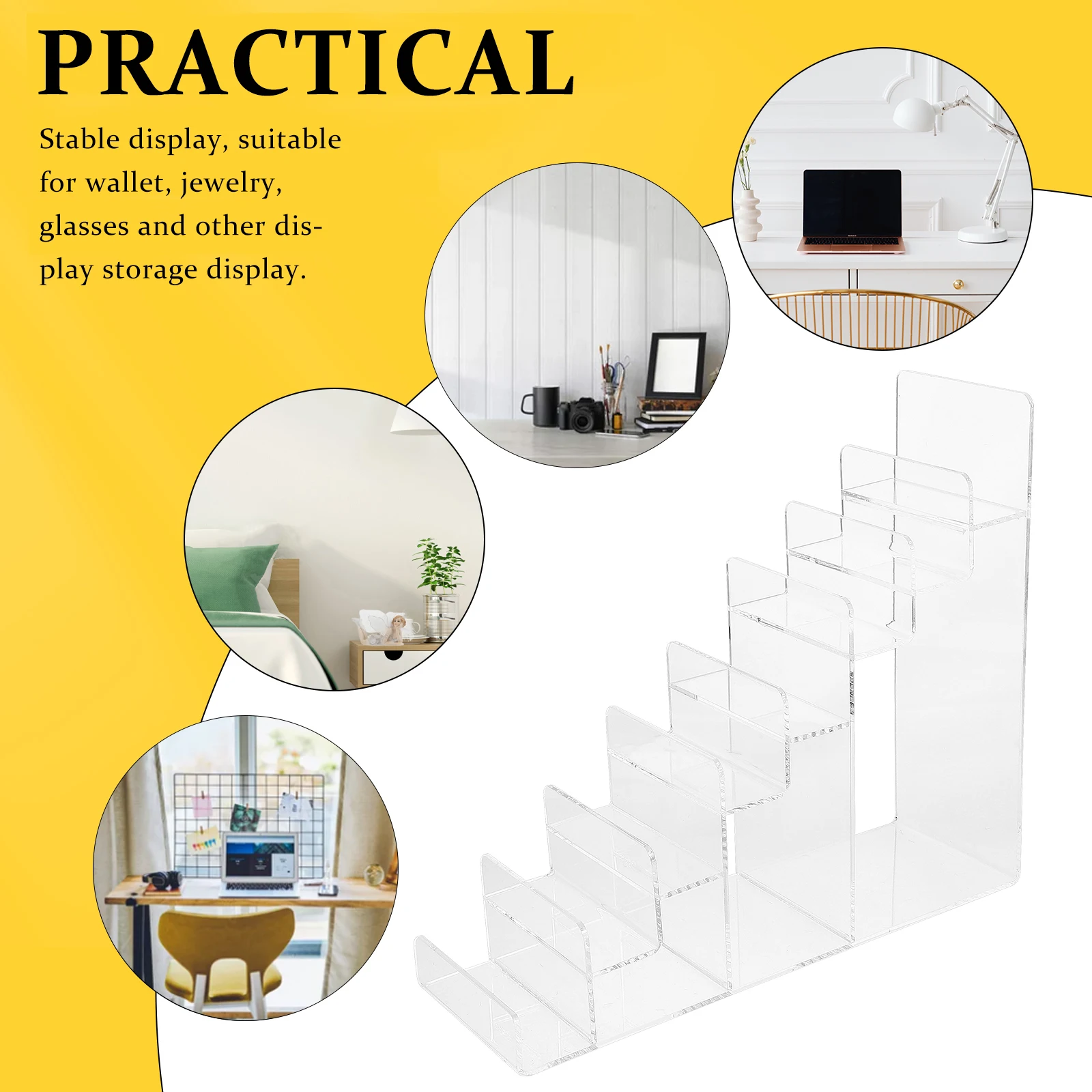 

Trapezoidal Wallet Holder Desktop Bracket St Purse Display Acrylic Racks Glasses Clear Multi Layer Jewelry Storage ganizer