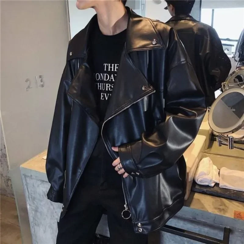 Trendy Leather Jacket for Men Casual Man Coat Korean Reviews Many Fast Delvery Stylish Harajuku Y2k Cold Vintage New In Deals