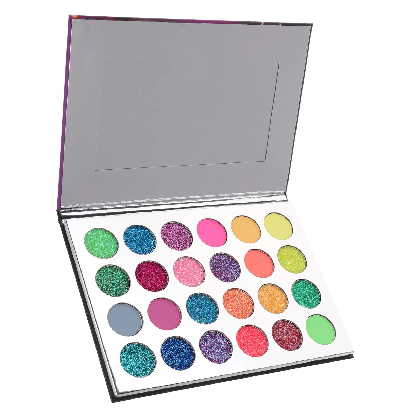 

24 Glow Dark Eyeshadow Palette Vibrant Halloween Makeup Stage Glitter Powder Makeup Pallets Travel Size Long Lasting