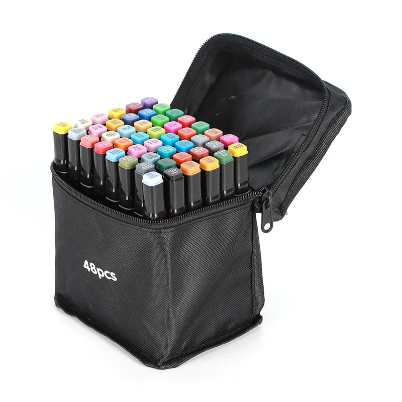24-168 kleuren Dual Tip Art Markers Set, alcoholmarkeringen voor volwassen studenten, professionele schetspennen voor tekenen/schetsen/manga
