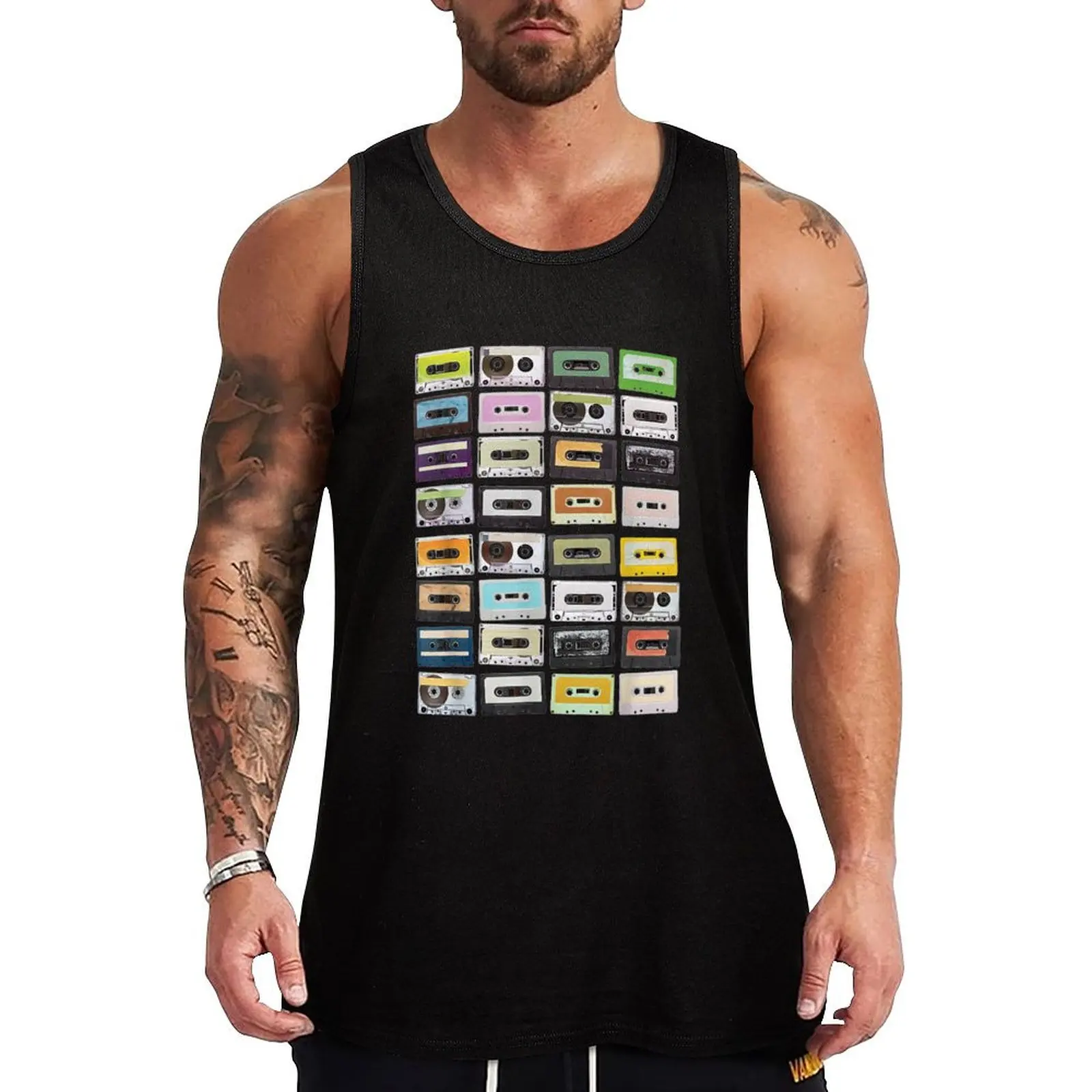 Cassette Tapes Mixtapes 1980s Radio Music Graphic Print Tank Top sleeveless shirt man T-shirt man T-shirt sports T-shirts men