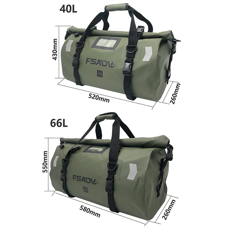 Waterproof Large Capacity Storage Bag Motorcycle Tail Bags Cycling Hiking Bag for Rafting Canoe Boating Swimming Travel Bag