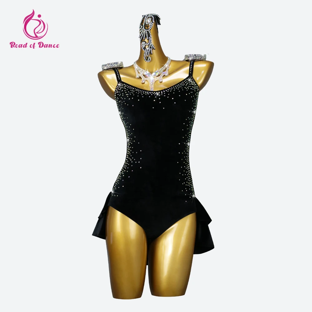 Black Latin Dance Clothing Woman Samba Dress Girls' Parties Costume Sexy Stand Ballroom Skirt Evening Party Practice Sports Suit