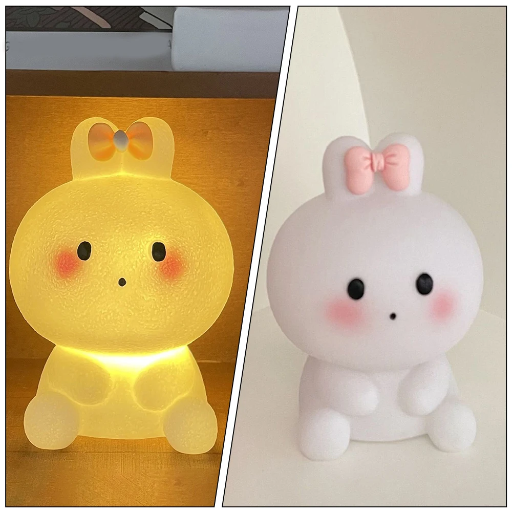 

Rabbit Night Light Desk Lamp White Table Bedroom Statue Bunny Bedside Light Durable Practical Long Use Matching Home Decor