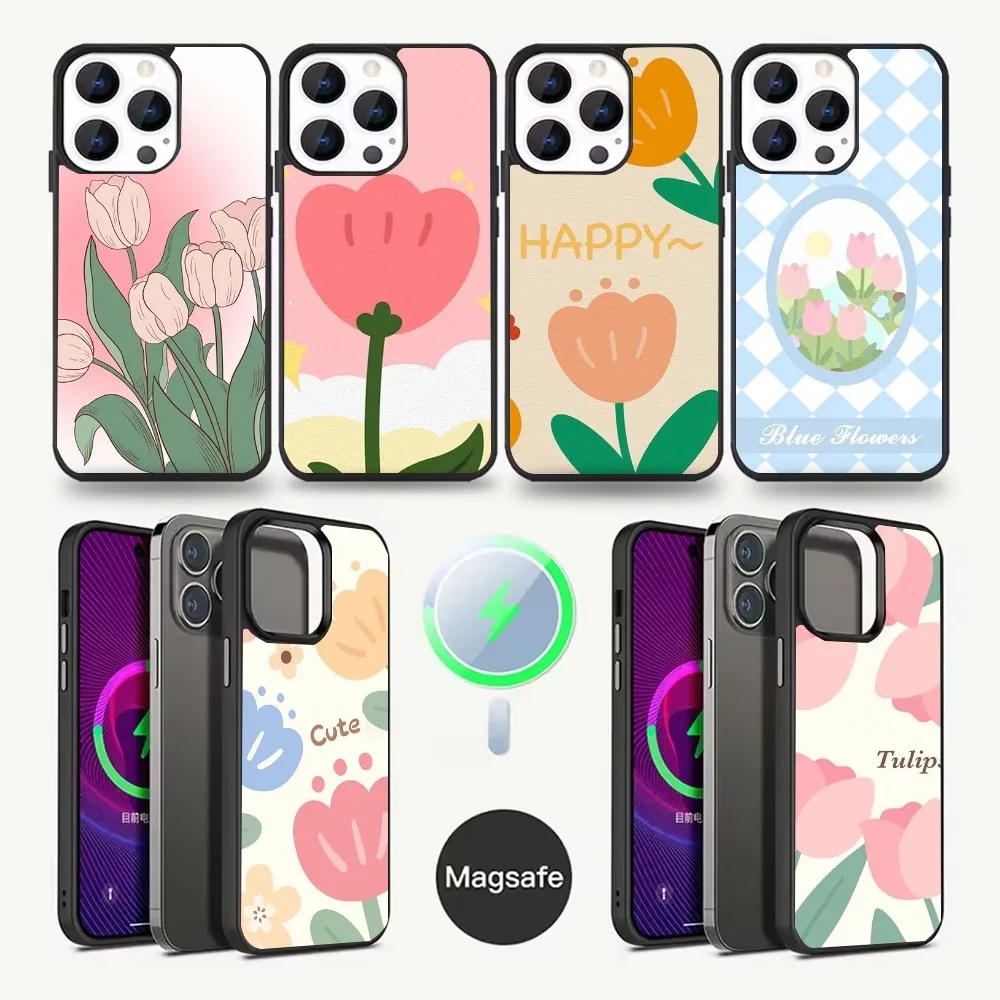 

Beautiful Tulip flower Phone Case For iPhone 16,15,14,13,12,11,Pro,Max,Plus,Mini,Magsafe,Magnetic Wireless Charging Case