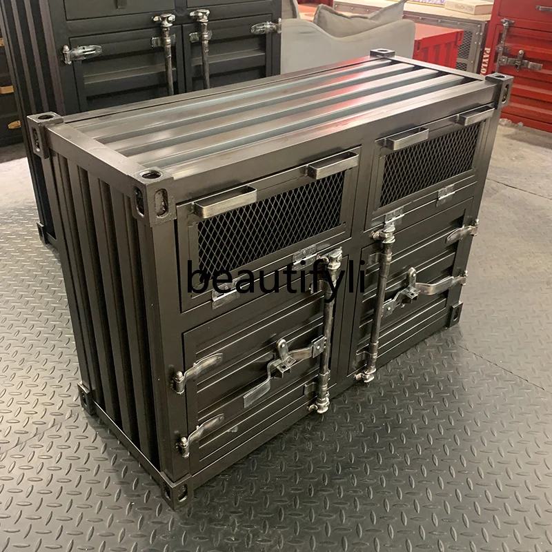 Vintage Industrial Style Container Sideboard Storage Creative Organizer Entryway Cabinet Shoe Cabinet