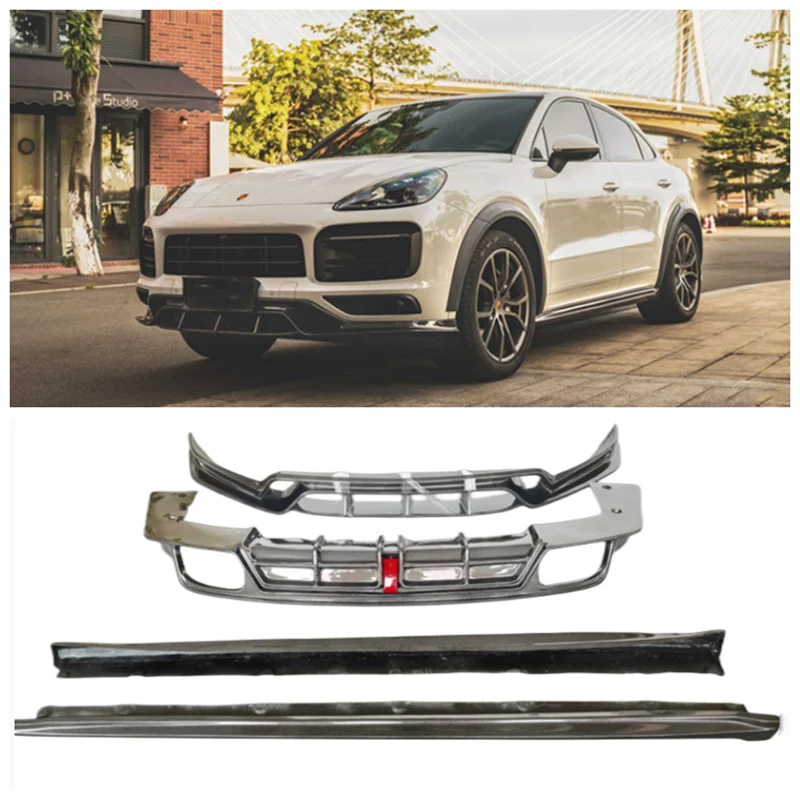 Body Kit For Porsche Cayenne Coupe 2019-2023 Real Carbon Fiber Car Bumper Front Lip Rear Diffuser Spoiler Side Skirt Cover