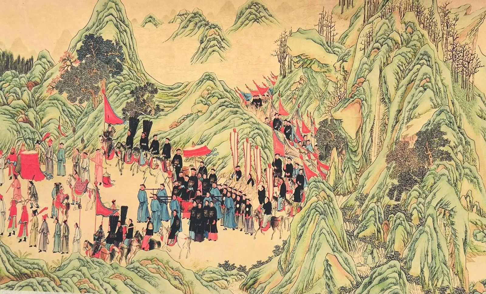Old Chinese Lang Shining - Jinghai tu painting Small and long scroll