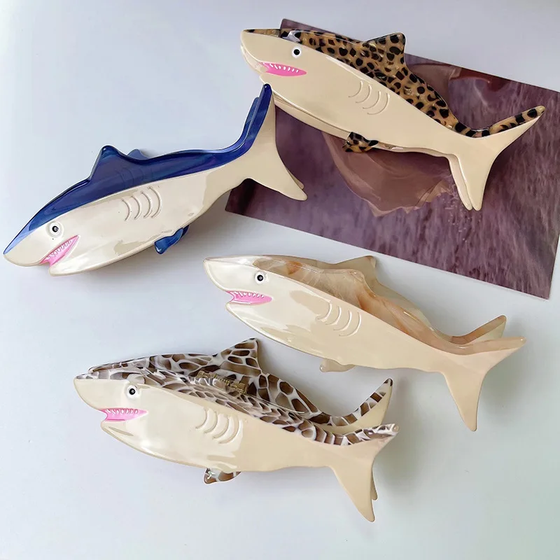 Cartoon Marine Shark Mermaid Hair Clips Cute Penguin Whale Salmon Acetate Sea Turtle Hair Claws Hairpins Accessories For Women