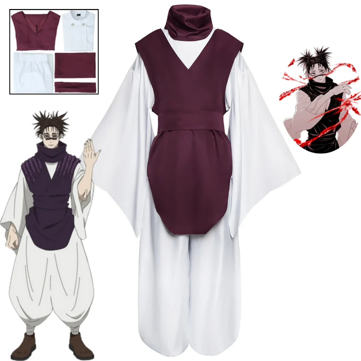 

Anime Jujutsu Kaisen ChosooCosplay Costume Purple Tank Top Collar Strap Makeup Ball Halloween Party Carnival Performance Costume