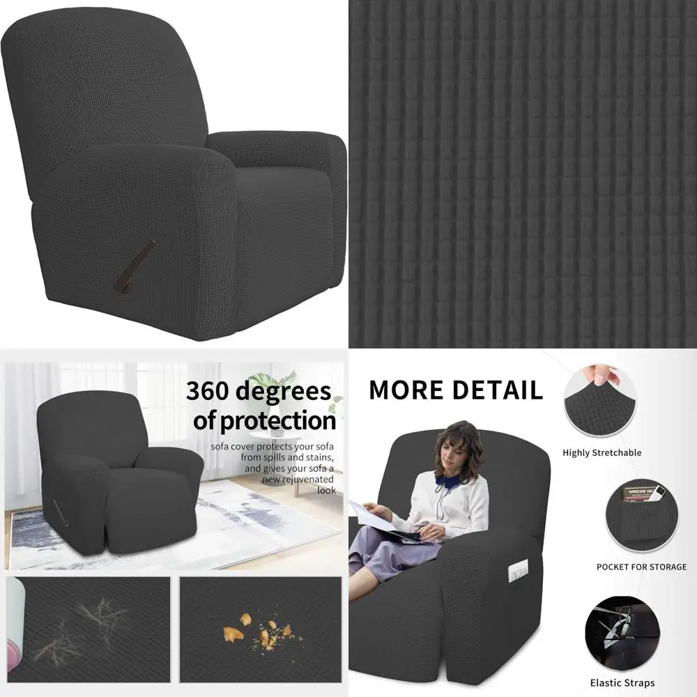 

Oversized Recliner Sofa Cover - Stretch Fabric Sofa Slipcover with Elastic Bottom for Furniture Protection and Comfort