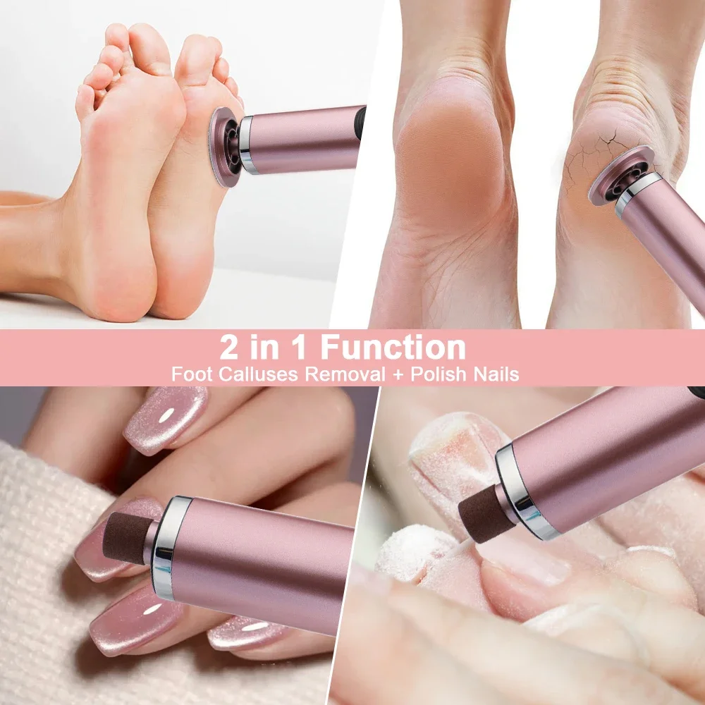 Electric Foot Callus Remover Heels Remove Wireless Rechargeable Foot Care File Cuticle Callus Remover with Replacement Sandpape