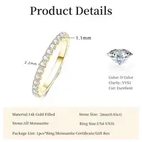 Bague de mariage en or 14 carats pour femmes, certifiée couleur D VVS1, bague d'éternité en moissanite créée en laboratoire de 2mm, bijoux étincelants 2