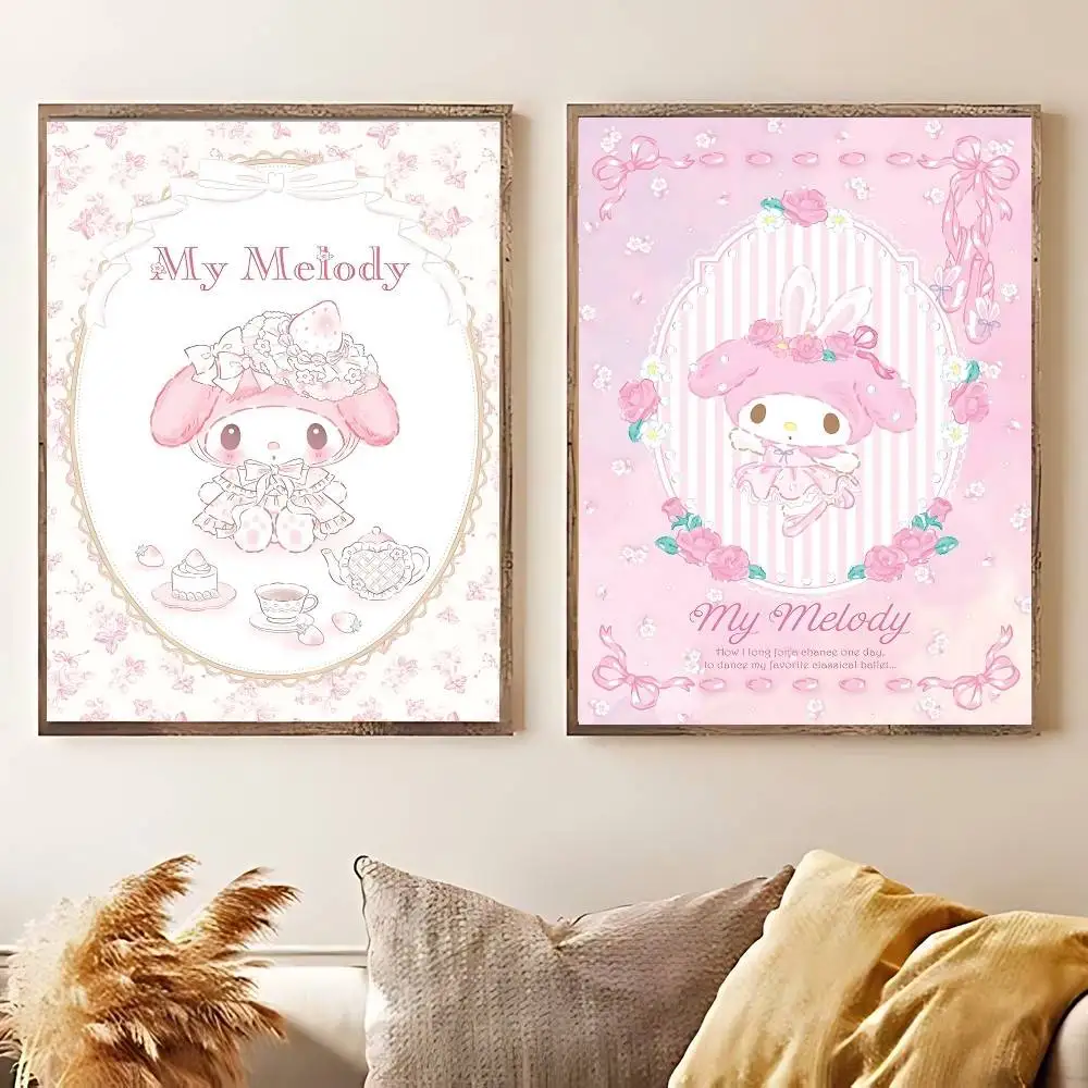 Kawaii My M-Melody Poster Print Canvas Pictures Home For Living Room And Bedroom Wall Modern Decor Frameless Painting