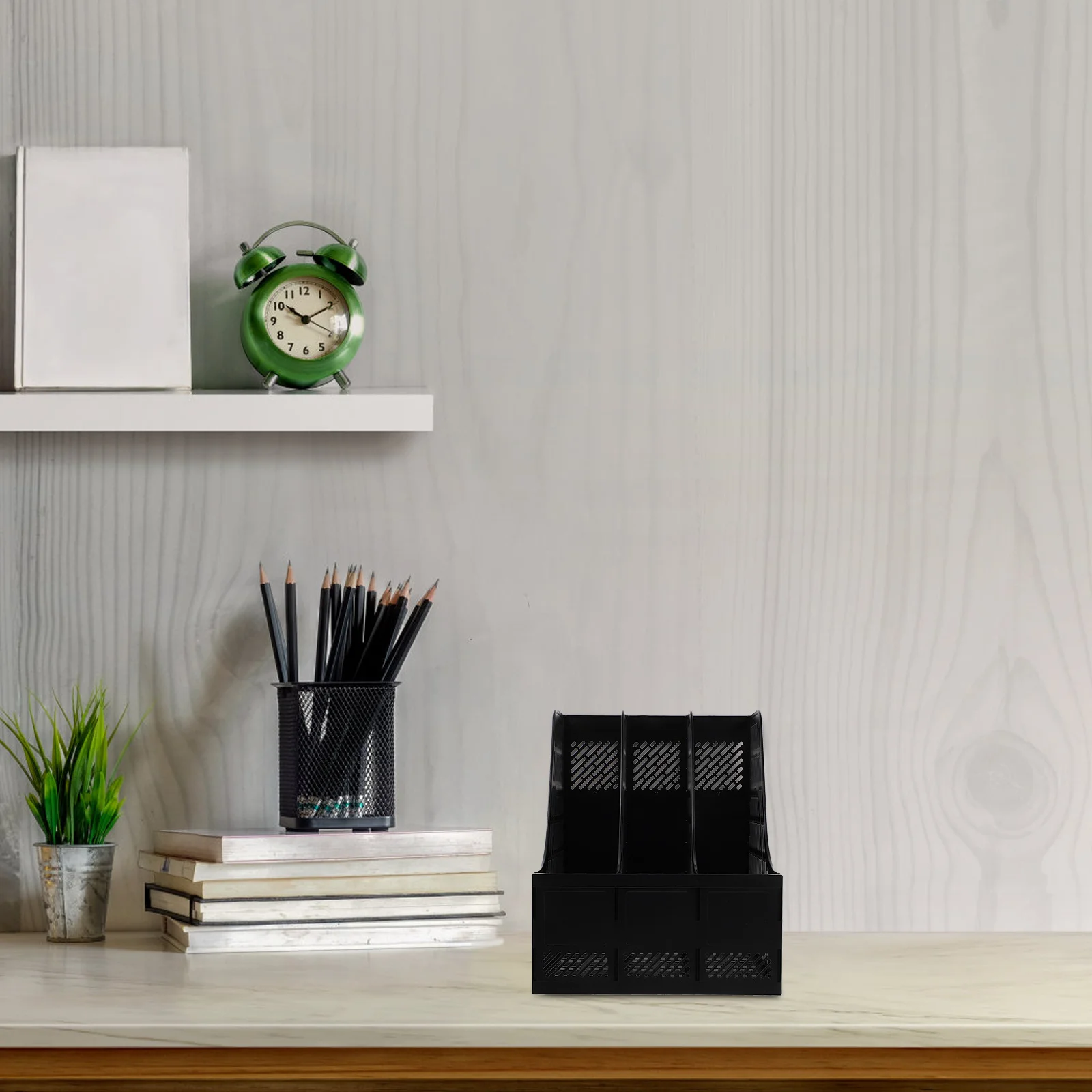 

Desktop File Organizer Rack Multi-Compartment Plastic Office Storage Document Sorting Shelf Holder File Rack