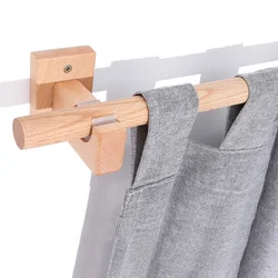 Beech Solid Wood Curtain Rod Roman Pole Single Double Rod Japanese Style Wooden Track Bracket Holder Rings Accessories Customize
