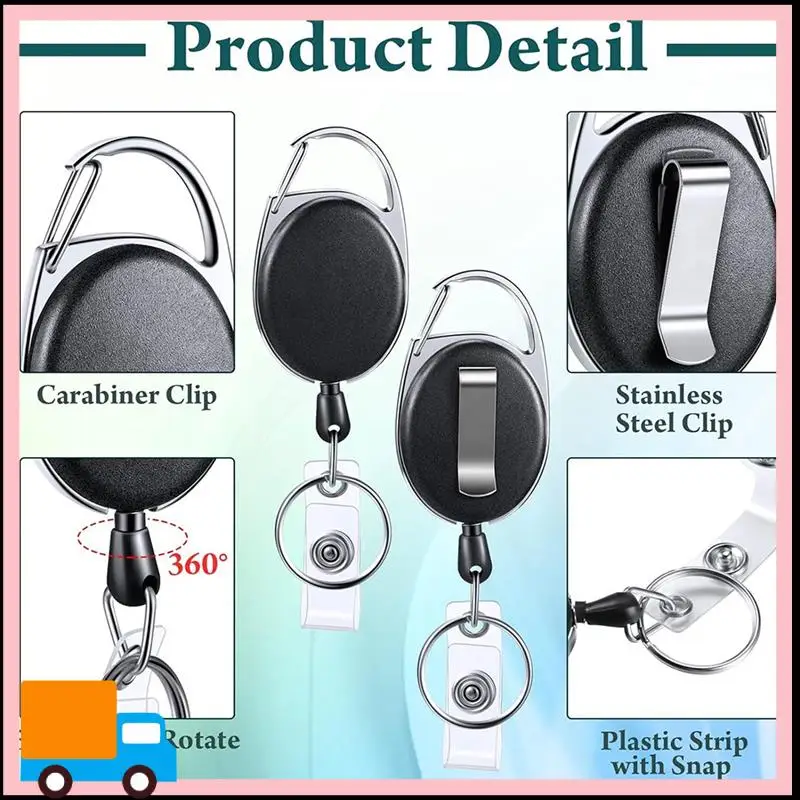 

Professional-Heavy Duty Retractable Badge Holder Reel With Belt Clip Keyring And Waterproof Vertical ID Card Holders,30 Pack