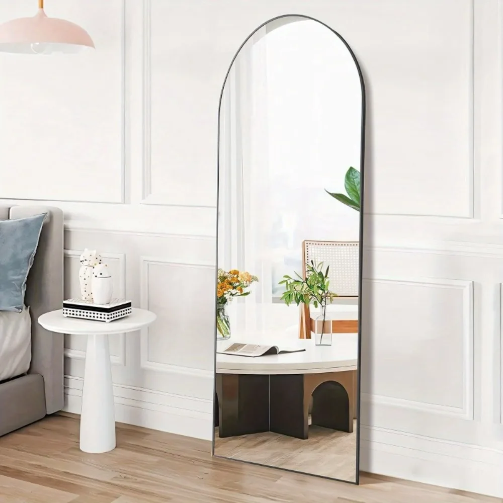 Full Length Arched Mirror, 21 "x64" Shatterproof Vitreous Wall Mirror, Floor-to-Floor, Hanging, Large High Arched Mirror