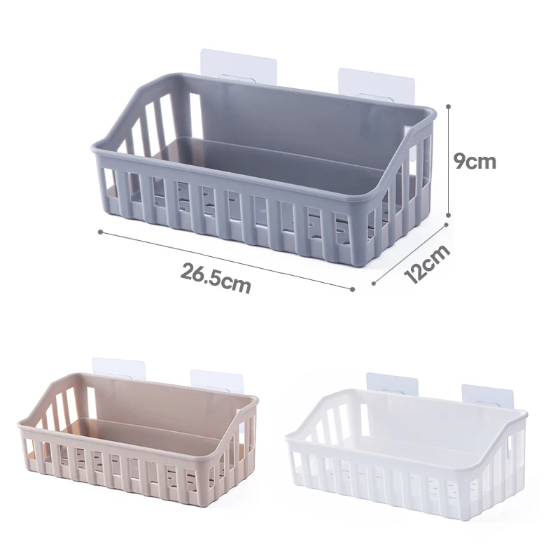 Solid-Color Hollowed-Out Empty Storage Rack Plastic Multi-Functional Storage Rack Bathroom Porous Draining Storage Basket