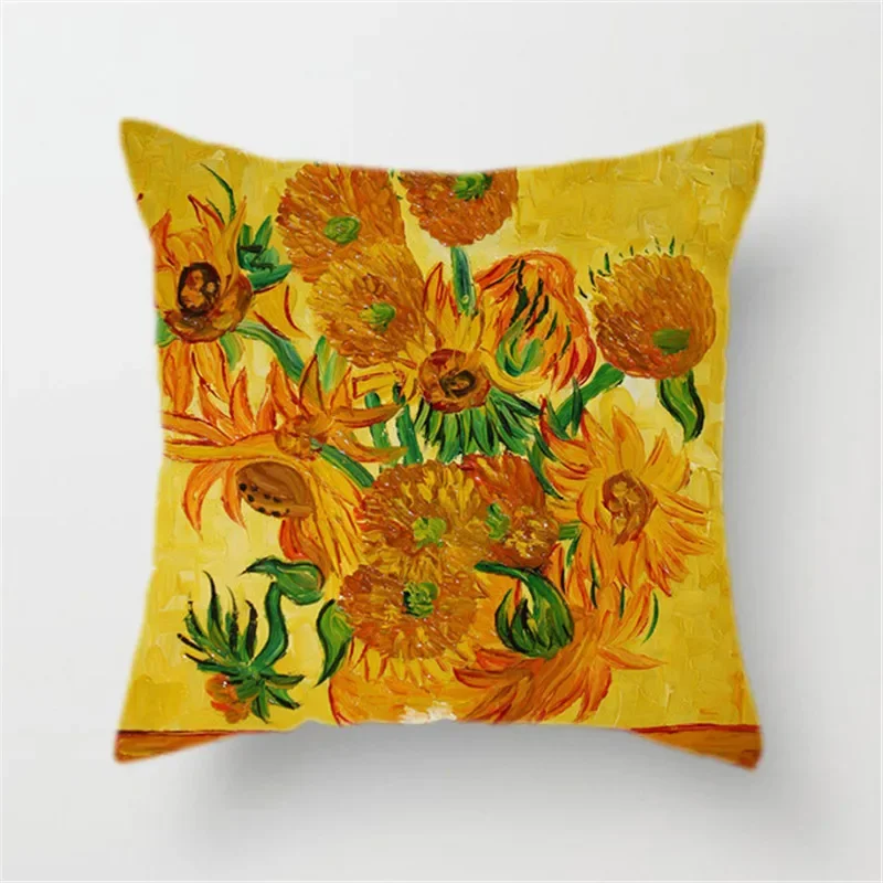 New Popular Van Gogh Oil Painting/sunflower Pillowcase Decorative Pillowcase Sofa Cushion Pillowcase Decorative