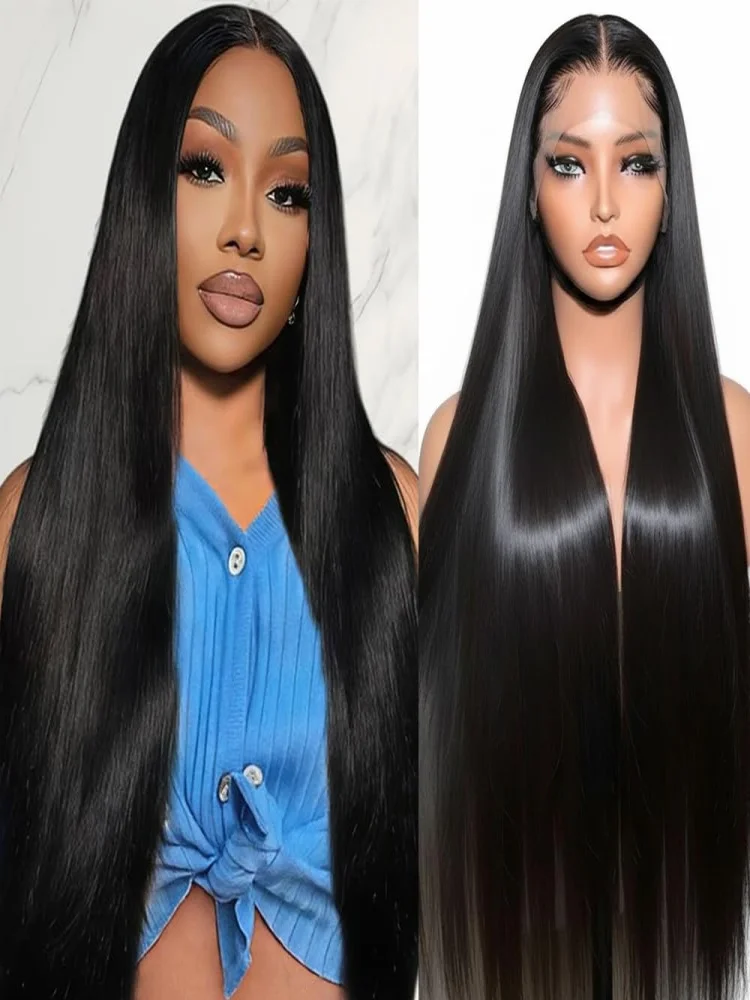 Bone Straight Brazilian Human Hair Wig 24 Inch 13x4 HD Lace Frontal 4x4 Closure 180 Density Glueless PrePlucked For Black Women