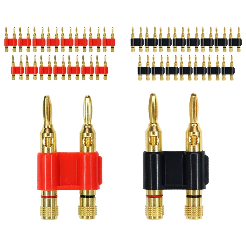 

8/40/200PCS 4MM Double Row Banana Plug Connector Speaker Amplifier Plug Jack Twin Banana Terminal Couple Adapter