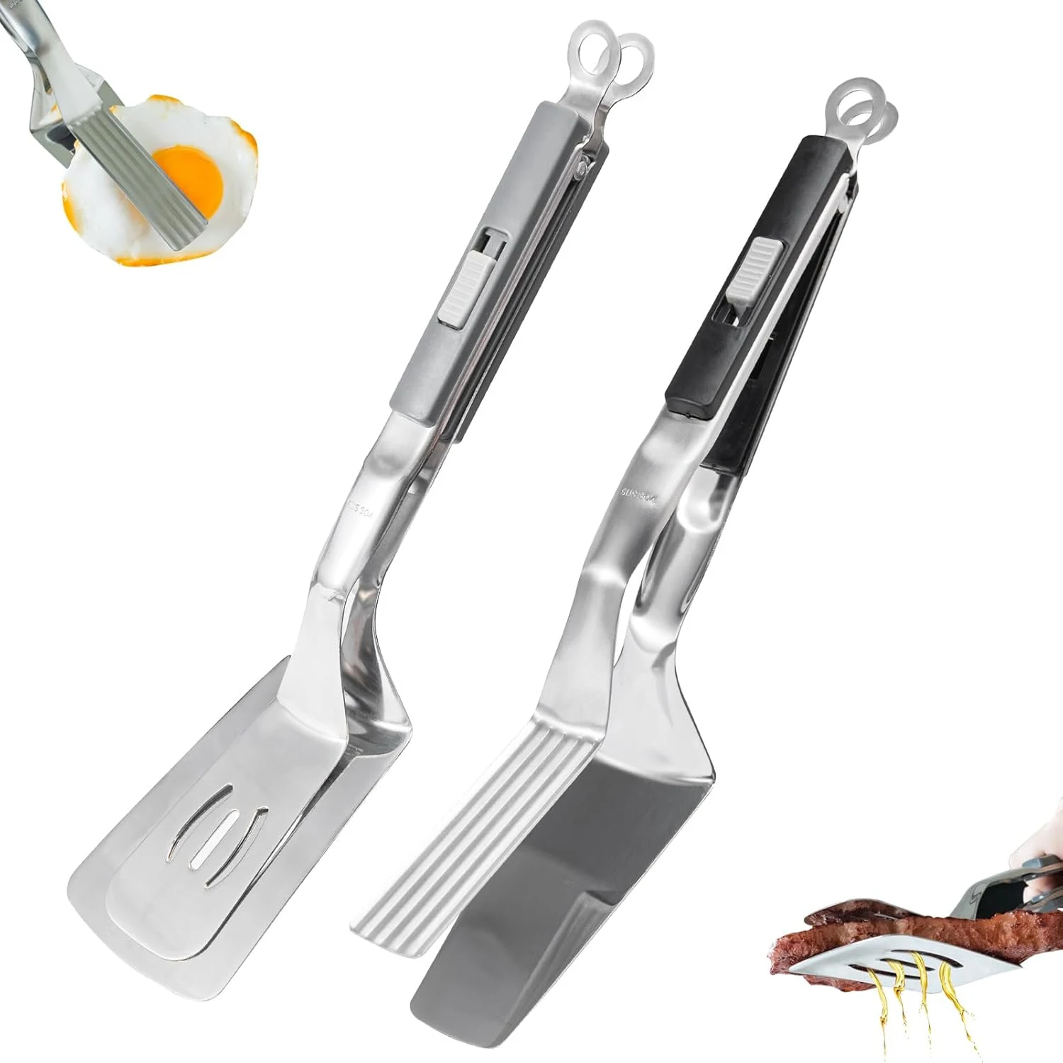

Stainless Steel Steak Clip Egg Flipper Spatula Barbecue Meat Clamp Flipping Bread Steak Fish Clip Spatula Kitchen Cooking Tongs щипцы для орехов шипцы кухонные pinzas comida 집게 sugar tongs lekue