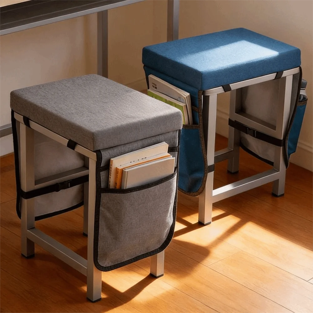 High Elastic Sponge Chair Pad Non-slip Storage Pocket Sponge Padded Pad Detachable Cover: Thicken Classroom Stool Cushion