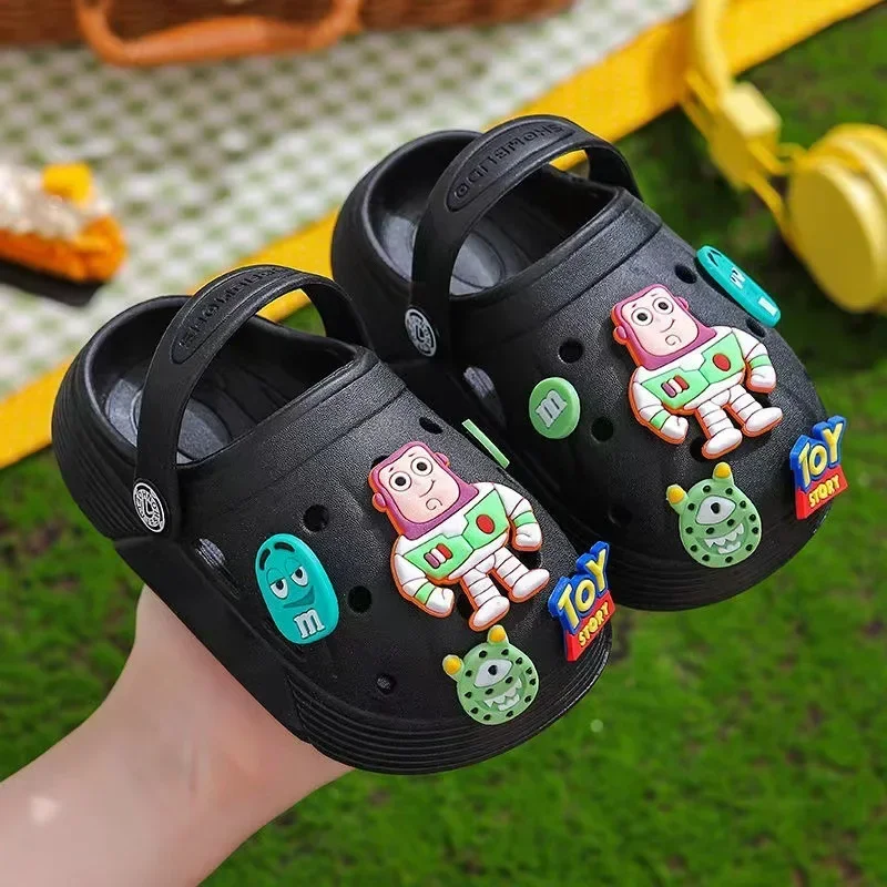 2024 Summer Kids Sandals  Children\'s Shoes Slippers Soft Anti-Skid Cartoon DIY Design Hole Baby Shoes Sandy Beach For Boys Girls