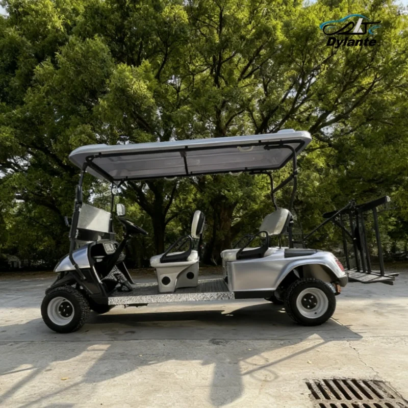 جديد نادي سيارة عربة جولف كهربائية الكبار مزرعة الكهربائية أربع عجلات سيارة كهربائية مع حقيبة جولف الأشرطة وسلة على الطرق الوعرة الإطارات #2