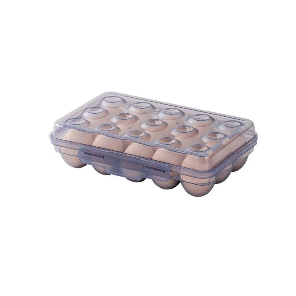 Plastic Egg Storage Box 6/15/24 Grids Space Saving Egg Tray Anti-collision with Lid Refrigerator Egg Organizer Hiking
