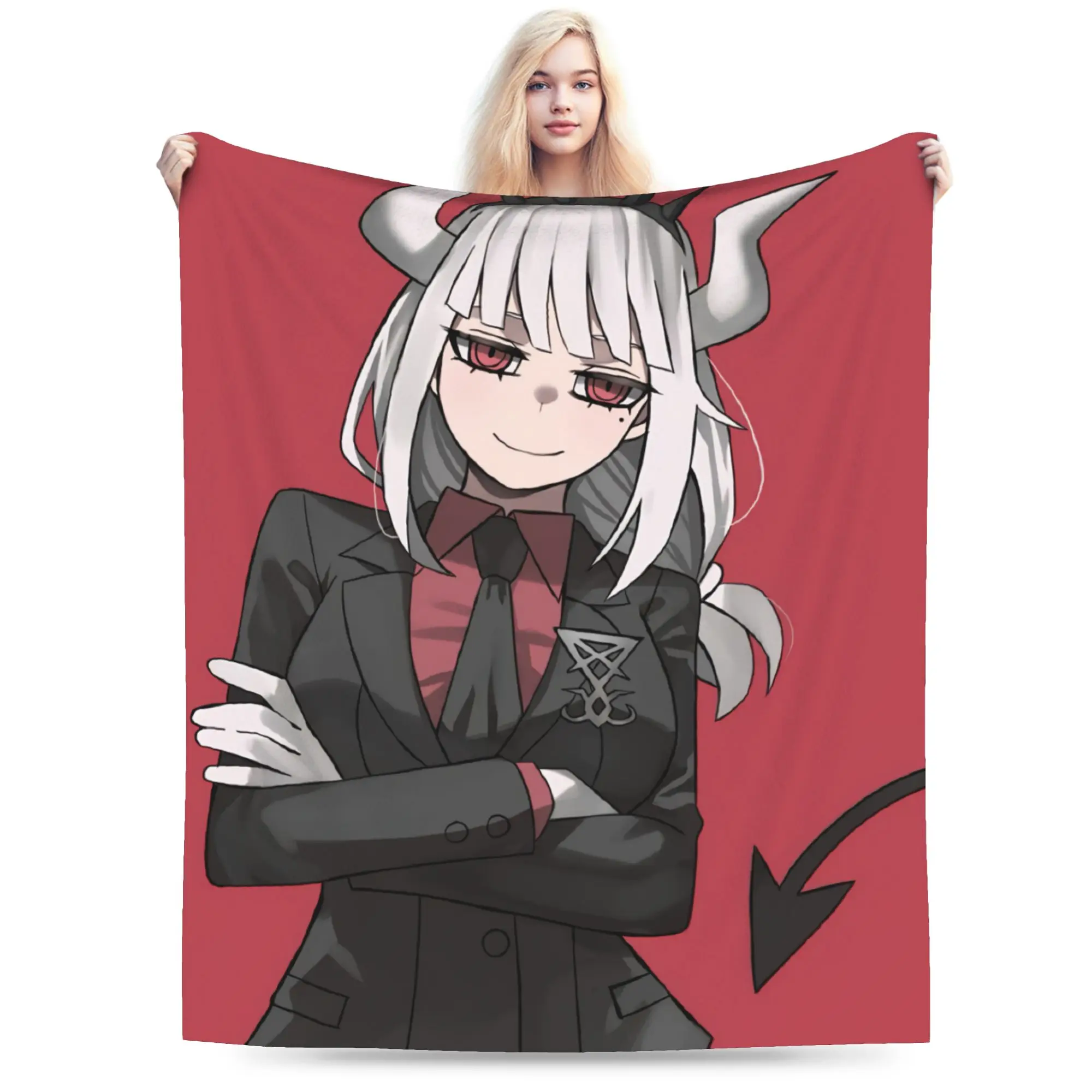 Super Soft Contradiction Helltaker Lucifers Modeus Throw Blanket Premium Fleece Flannel Lightweight Bed Blanket Plush Blankets