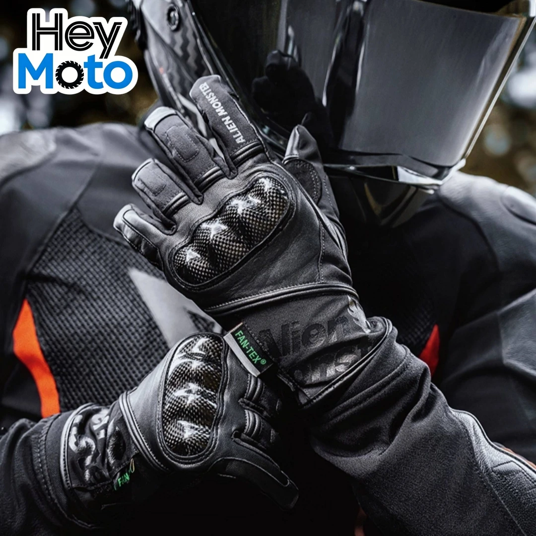 

Мотоциклетные перчатки для зимней езды, полнопальцевые, ветрозащитные, водонепроницаемые, с термоизоляцией, с защитой от падений, из углеродного волокна и натуральной кожи