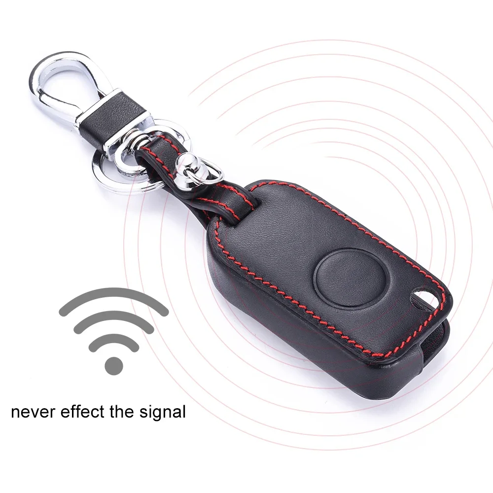 Genuine Leather Remote Car Keys Case Fob Cover for Mercedes W168 W124 W202 W210 W211 W203 Protective Keyring