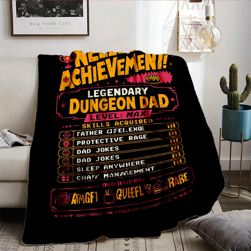 Legendary Dungeon Dad Flannel Blanket, New Achievement Fathers Day Flannel Throw
