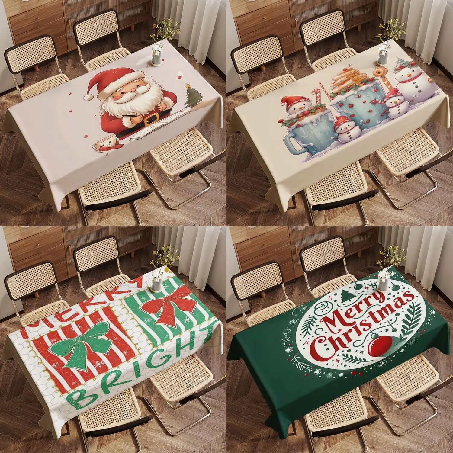 Santa Claus Cartoon Tablecloth Restaurant Kitchen Tablecloth Living Room Home Decoration Rectangular Party Decoration