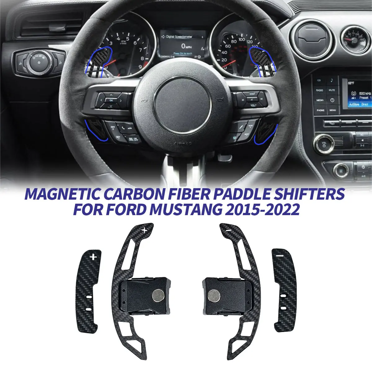 Magnetic Carbon Fiber Paddle Shifters Accessories Extension Racing For Ford Mustang 2015 2016 2017 2018 2019 2020 2021 2022