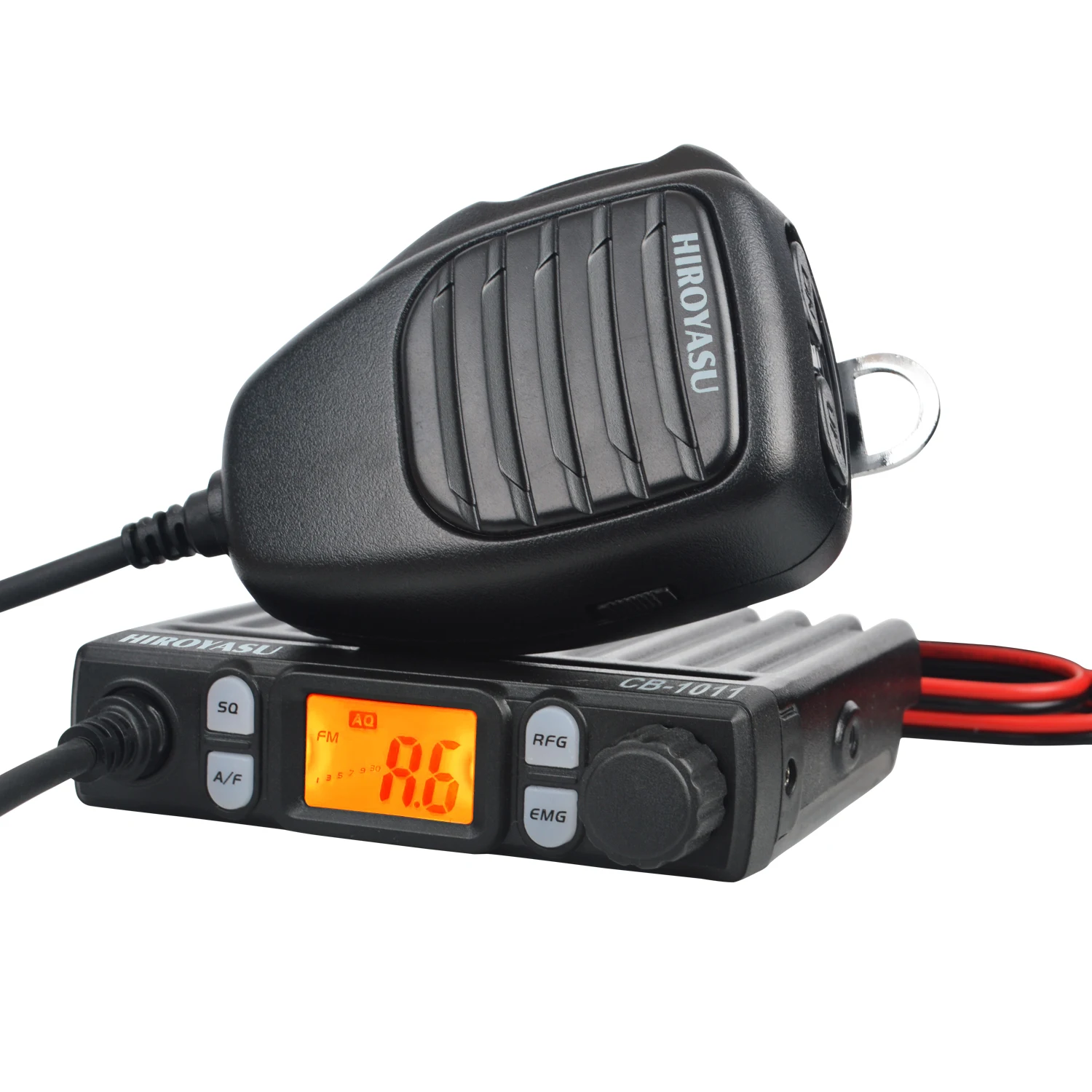 HIRORYASU Walkie Talkie 11 metros estación CB Radio aficionado 27MHz FM/AM 40Ch 4W/8W CB-1011 W/entrada de alimentación de encendedor de cigarrillos DC12V