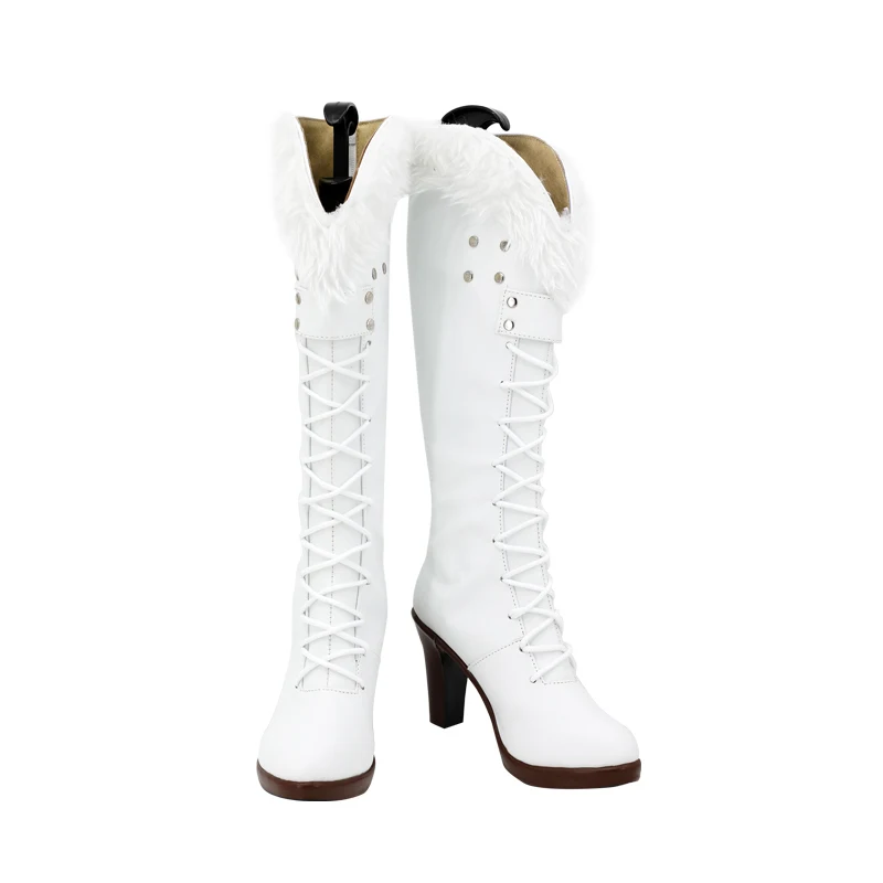 Anime Robin Cosplay Boots para homens e mulheres, Game Allsunday Role Play Shoes, Roupa de festa de Halloween, Natal Prop, Salto alto branco