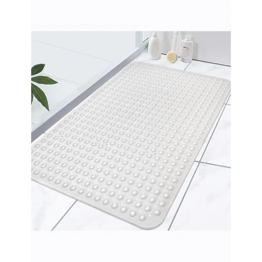 

Очень большой противоскользящий коврик для душа 47,2 x 31,5 дюймов с дренажными отверстиями и присосками, мягкий, с возможностью обрезки