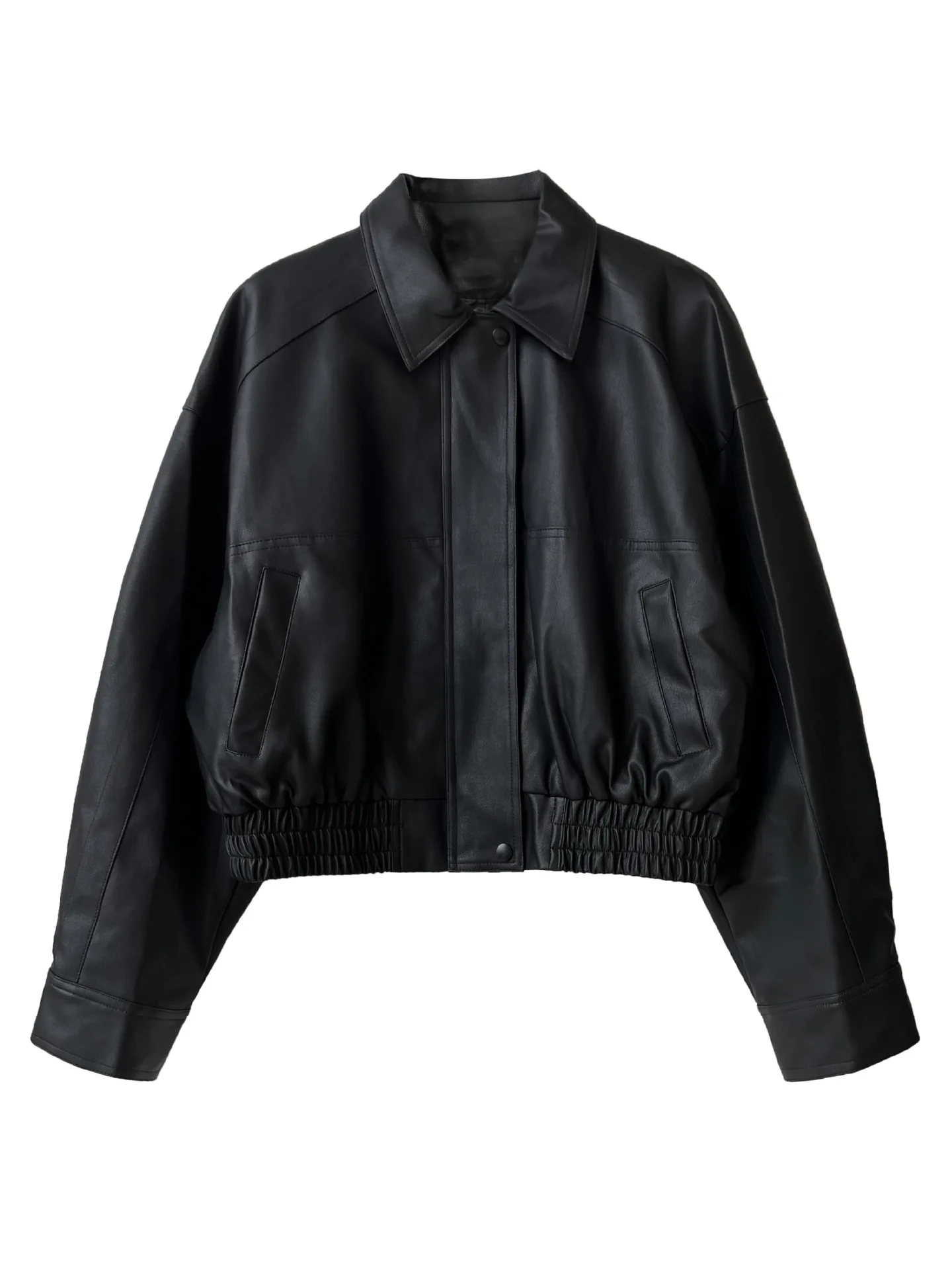 Chaqueta de cuero estilo Hong Kong para mujer, chaqueta de cuero de PU corta holgada para motocicleta, chaqueta de cuero superior, otoño 2025