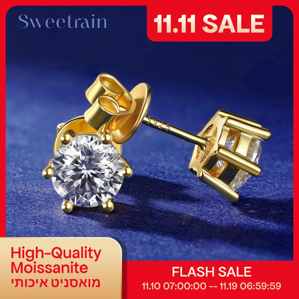 

Серьги-гвоздики Sweetrain 0,1-3CT с муассанитом для женщин и мужчин, цвет D, сверкающий бриллиант, стерлинговое серебро 925, серьги-гвоздики, свадебные украшения