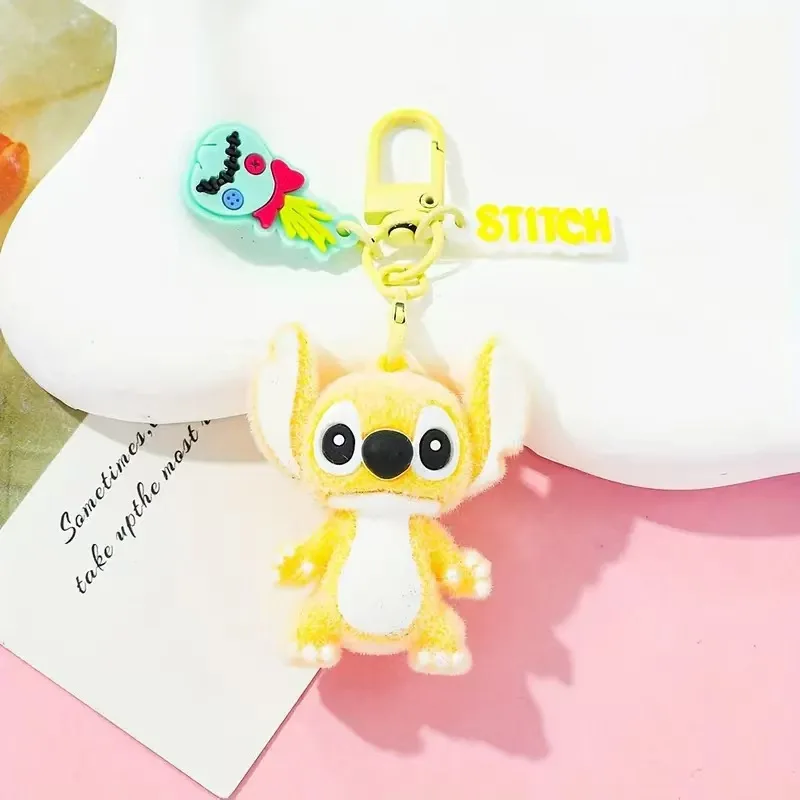 Nieuwe Stitch Toys Keychian Hanger Anime Zoete Roze Engel Sleutelhanger Vrouwen Auto Sleutelhanger Meisje Verjaardagscadeau