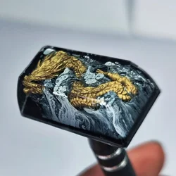 Black Gold Dragon Keycap Resin Spacebar Artisan Dropper Rubber Custom Key Caps for Mechanical Keyboard Gaming Accessories Gift